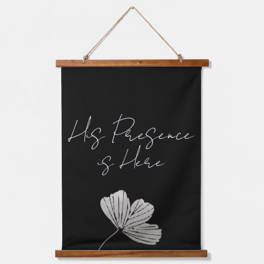 Seine Gegenwart ist hier Botanische Bibelkunst Scr Wandteppich Mit Holzrahmen (Vorderseite)