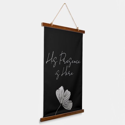 Seine Gegenwart ist hier Botanische Bibelkunst Scr Wandteppich Mit Holzrahmen (Gewinkelt)