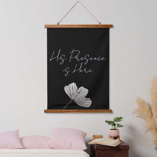 Seine Gegenwart ist hier Botanische Bibelkunst Scr Wandteppich Mit Holzrahmen (Schlafzimmer)