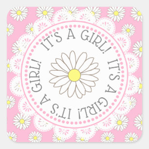SEINE GIRL BABY SHOWY Daisy Themed Stickers