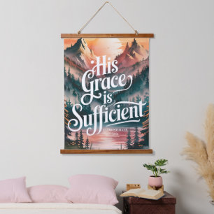 Seine Gnade ist ausreichend Christliche Frauen Wan Wandteppich Mit Holzrahmen