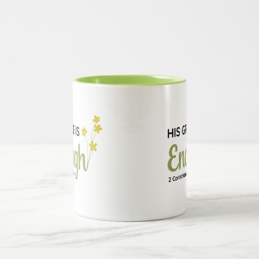 Seine Gnade ist genug, 2 Korinthen 12:9 Glaubensst Zweifarbige Tasse (Mittel)
