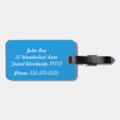 Seine hellblaue und weiße Gepäckmarke Gepäckanhänger (Rückseite horizontal)