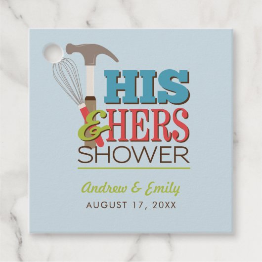 Seine & Hers Hammer Whisk Couples Dusche Geschenkanhänger (Vorderseite)