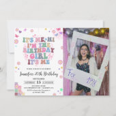 Seine ich, Hi Groovy Disco Eras Birthday Party Fot Einladung (Vorderseite)