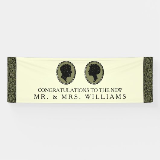 Seine & ihre Art Deco Silhouette Hochzeitskollekti Banner (Horizontal)