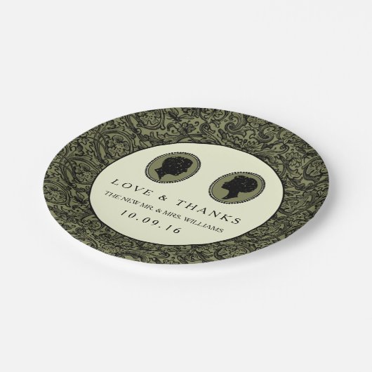 Seine & ihre Art Deco Silhouette Hochzeitskollekti Pappteller (Schrägansicht)