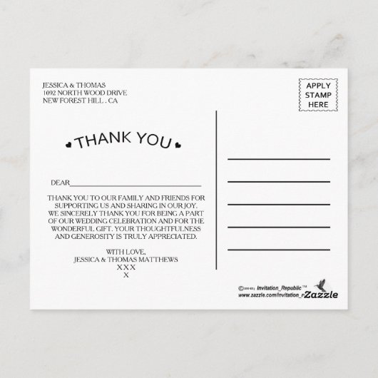 Seine & ihre Art Deco Silhouette Hochzeitskollekti Postkarte (Rückseite)