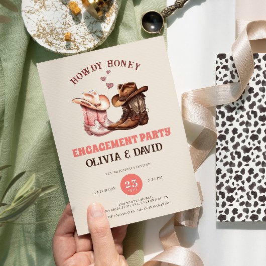 Seine & ihre Cowboy Boots Western Engagement Party Einladung