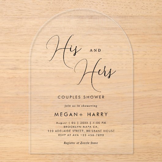 Seine & ihre einfache Couple Duwer Bridal Acryleinladungen (Vorderseite)