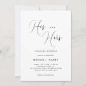 Seine & ihre einfache Couple Duwer Bridal Einladung (Vorderseite)