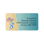 Seine/ihre Flip Flops auf der Hochzeit am Strand Adressaufkleber (Vorne)