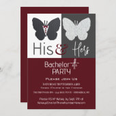 Seine & ihre Schmetterlinge Bachelor+ette Party Einladung (Vorne/Hinten)