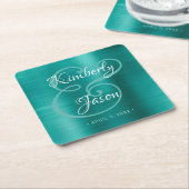 Seine/ihre Skriptnamen, gebürstete grüne Metallhoc Rechteckiger Pappuntersetzer (angewinkelt)