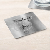 Seine/ihre Skriptnamen, gebürstete Silbermetall-Ho Rechteckiger Pappuntersetzer (angewinkelt)