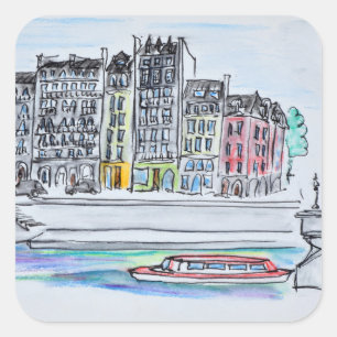 Seine Ile Saint-Louis, Paris Quadratischer Aufkleber