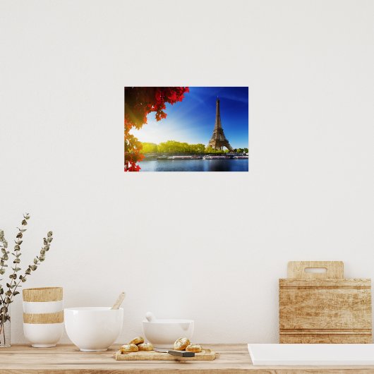 Seine in Paris mit Eiffelturm im Herbst Poster (Küche)