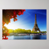 Seine in Paris mit Eiffelturm im Herbst Poster (Vorne)
