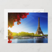 Seine in Paris mit Eiffelturm im Herbst Postkarte (Vorne/Hinten)