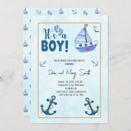 seine junge Geburt Nautical Sailboat Babydusche Einladung