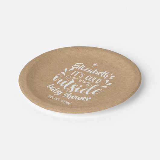 Seine kalte Außendusche/Sprinkle Rustikale Kraft Pappteller (Schrägansicht)