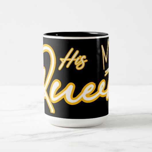 Seine Königin Neon Light Typografie Zweifarbige Tasse (Mittel)