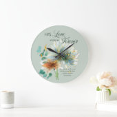 Seine Liebe hält für immer Psalm 136 Blumengrün an Große Wanduhr (Zuhause)