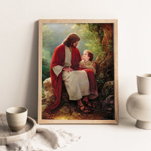Seine Liebe, Jesus Christus und Kleiner Junge Male Poster