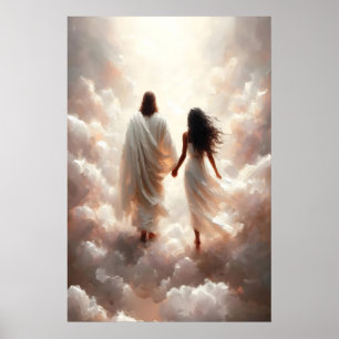 Seine Liebe Jesus und Schwarze Frau Jesus Malerei Poster