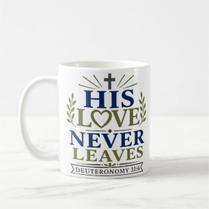 Seine Liebe verlässt uns nie Minimalistische Bibel Kaffeetasse