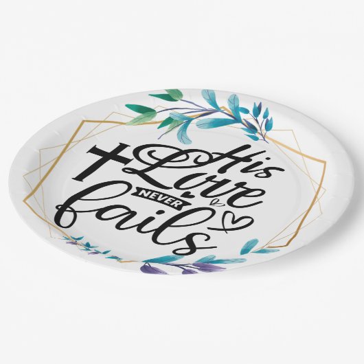 Seine Liebe Versage nie Pappteller (Schrägansicht)