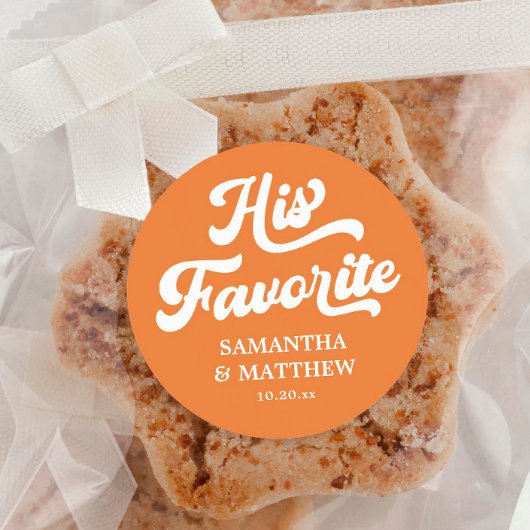 Seine Lieblings-Orange Boho Retro 70er-Gastgeschen Runder Aufkleber