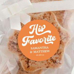 Seine Lieblings-Orange Retro 70er Disco Gastgesche Runder Aufkleber