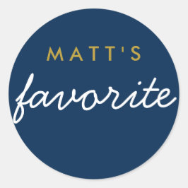 "Seine Lieblingsjause Navy Blue Gold White Runder Aufkleber