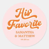 Seine liebste Retro-Gastgeschenk Hochzeit Runder Aufkleber (Vorderseite)