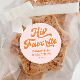 Seine liebste Retro-Gastgeschenk Hochzeit Runder Aufkleber