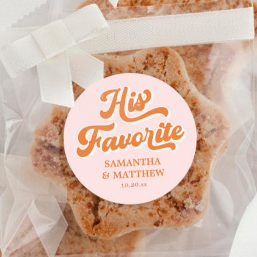 Seine liebste Retro-Gastgeschenk Hochzeit Runder Aufkleber