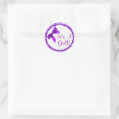 Seine Lila Bow-Sticker für ein Mädchen Runder Aufkleber (Tasche)