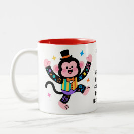 (Seine) lustigen personalisierten Zirkusaffen Zweifarbige Tasse