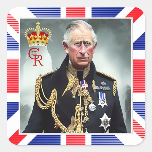 Seine Majestät König Charles III Quadratischer Aufkleber (Vorderseite)