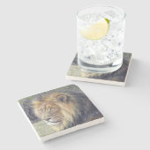 "Seine Majestäts-" Löwe-SteinUntersetzer Steinuntersetzer (Seitenansicht)