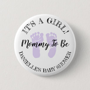 Seine Mama als Lila Fußabdruck Button