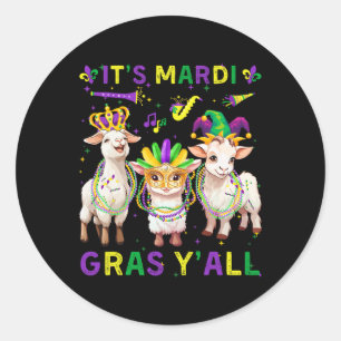 Seine Mardi Gras Y'all Goats Jester Mask Beads Fra Runder Aufkleber