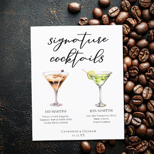 Seine Martini-Unterschrift "Wedding Cocktails Menu