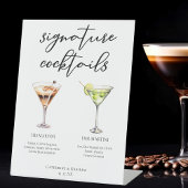 Seine Martini-Unterschrift "Wedding Cocktails Menu Sockelschild
