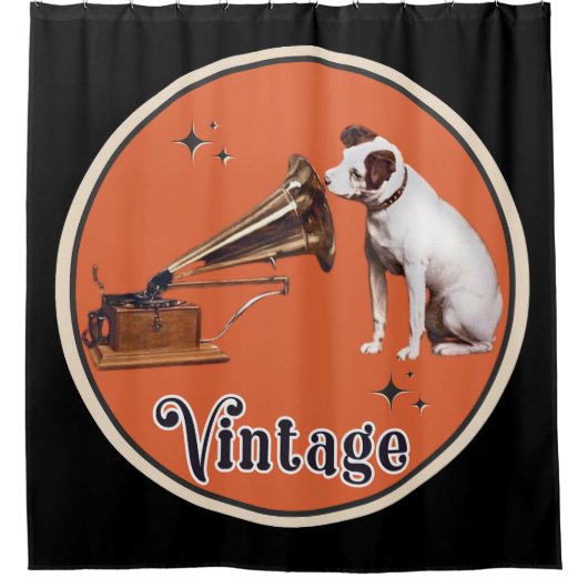 Seine Meisterstimme Vintag Orange Duschvorhang (Vorderseite)