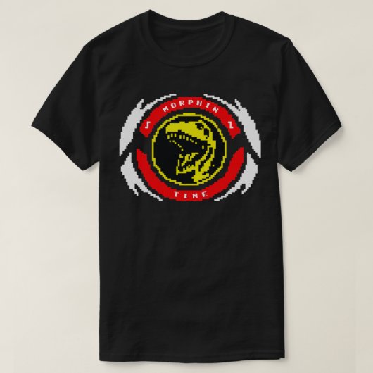 Seine Morphin Time T Rex 8 Bit Pixel Kunst T-Shirt (Design vorne)