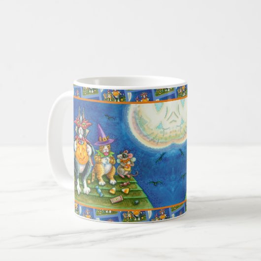 SEINE N' FITZ KATZEN, TRICK ODER BEHANDELN FUNNY H KAFFEETASSE (Vorderseite Links)