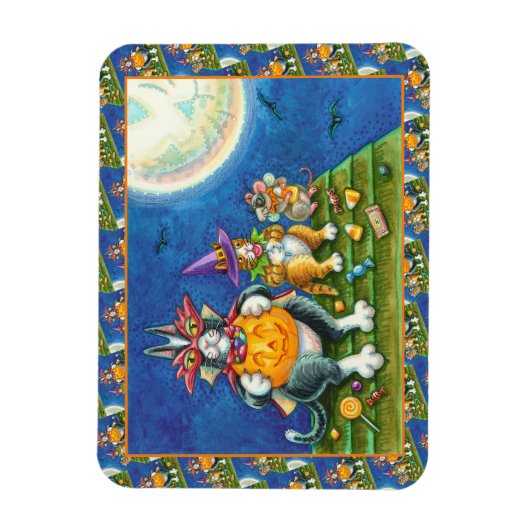 SEINE N' FITZ KATZEN, TRICK ODER BEHANDELN FUNNY H MAGNET (Vertikal)