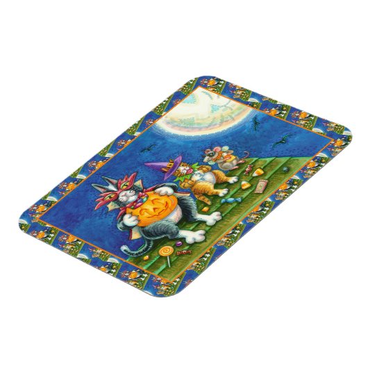 SEINE N' FITZ KATZEN, TRICK ODER BEHANDELN FUNNY H MAGNET (Linke Seite)